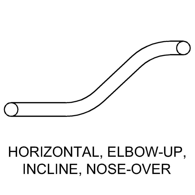 Drawing of a horizontal elbow-up incline slider bed conveyor with nose-over