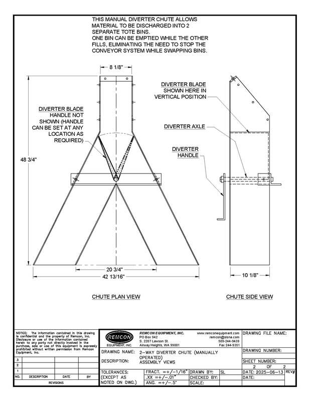 Detail of the manually operated 2-way diverter chute