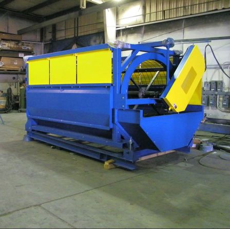 Remcon rotating drum trommel screen for glass and aluminum can separation, in the shop before delivery