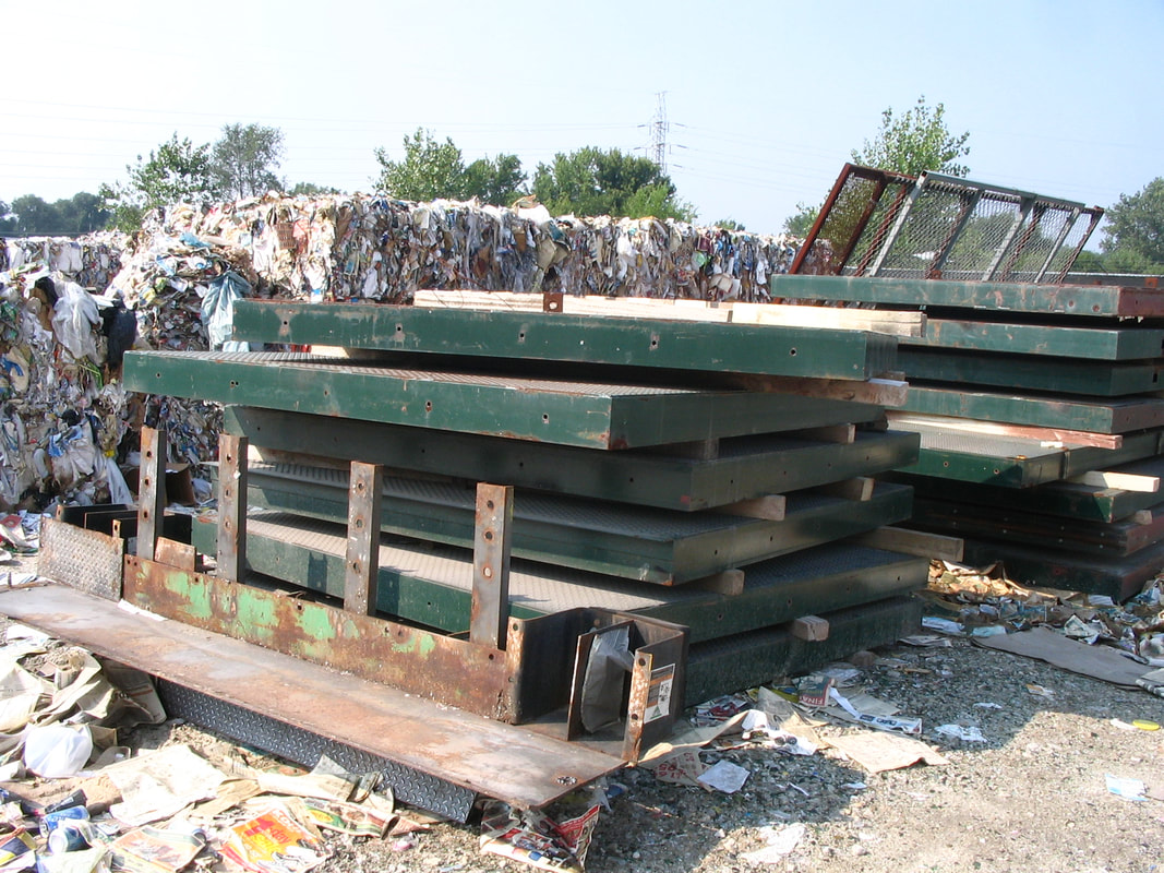 Sort line platform sections sitting in storage before relocation